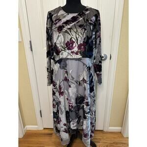 Soft Surroundings Annika Velvet Burnout Midi Dress Womens Petite M Dark Romantic